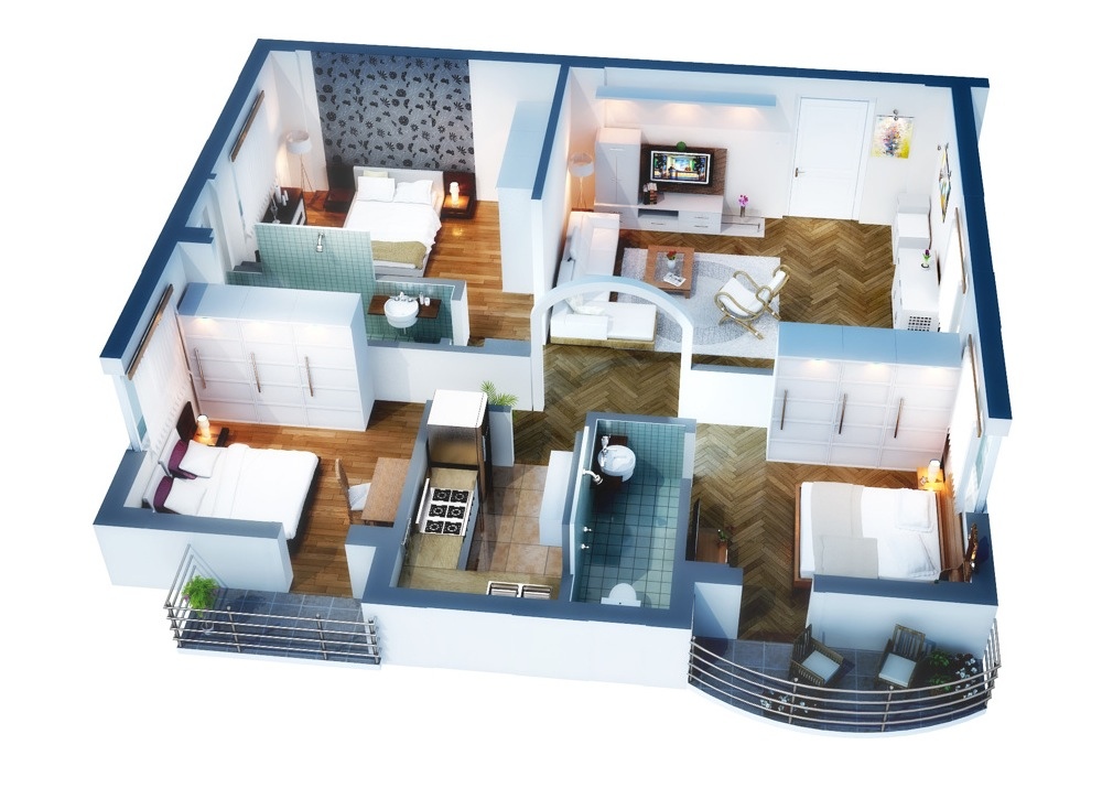  Mẫu thiết kế căn hộ 3 phòng ngủ – cho cuộc sống hiện đại hoàn hảo