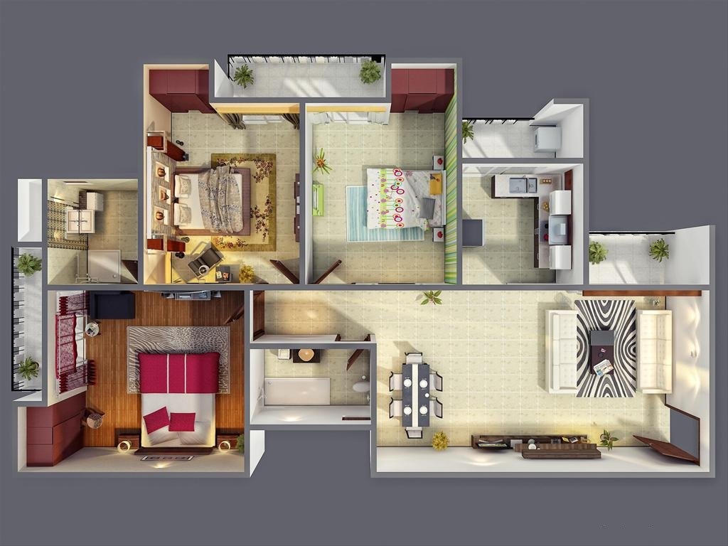  Mẫu thiết kế căn hộ 3 phòng ngủ – cho cuộc sống hiện đại hoàn hảo